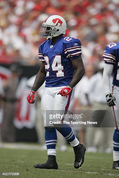Terrence McGee of the Buffalo Bills looks on smiling during a game against the Tampa Bay Buccaneers on September 18, 2005 at the Raymond James...