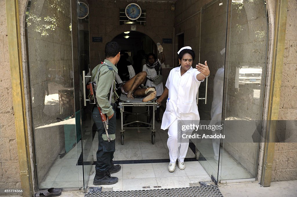 Injured and killed Yemenis are taken to the Hospital in Sanaa, Yemen