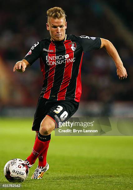 Matt Ritchie of AFC Bournemouth in action during the Sky Bet Championship match between AFC Bournemouth and Leeds United at Goldsands Stadium on...