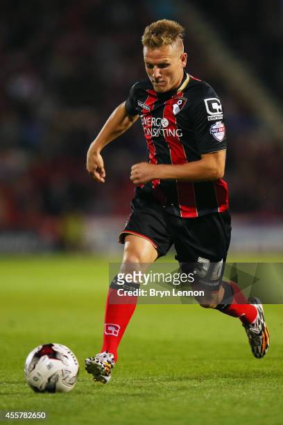 Matt Ritchie of AFC Bournemouth in action during the Sky Bet Championship match between AFC Bournemouth and Leeds United at Goldsands Stadium on...
