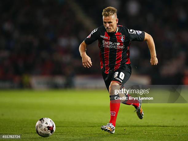 Matt Ritchie of AFC Bournemouth in action during the Sky Bet Championship match between AFC Bournemouth and Leeds United at Goldsands Stadium on...