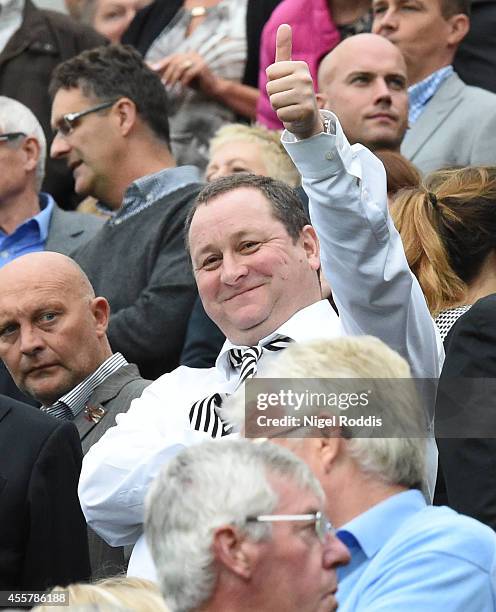 Mike Ashley owner of Newcastle United during Premier League Football match between Newcastle United and Hull City at St James' Park on September 20,...