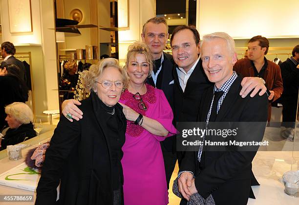 Ursula Schulz, Sabine Yousefy, Peter Hermann, Guenter Schroefel and Juergen Schulz attend Apropos Concept Store Opening on December 12, 2013 in...