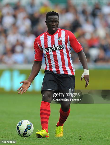 Southampton player Victor Wanyama in action during the Barclays Premier League match between Swansea City and Southampton at Liberty Stadium on...