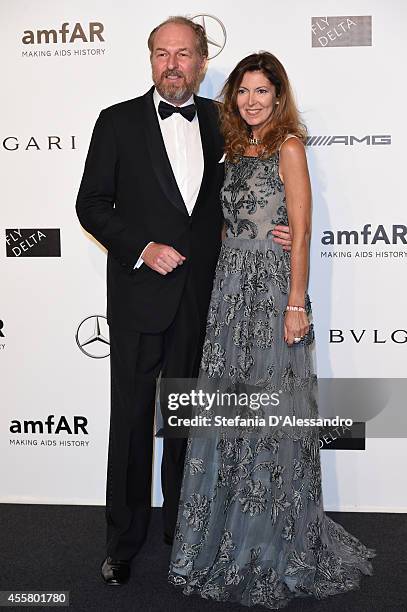 Arturo Artom and Alessandra Repini attend the amfAR Milano 2014 - Gala as part of Milan Fashion Week Womenswear Spring/Summer 2015 on September 20,...