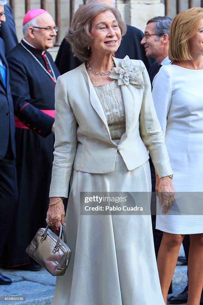Queen Sofia of Spain Attends 'Requiem' By Mozart at Toledo's Cathedral