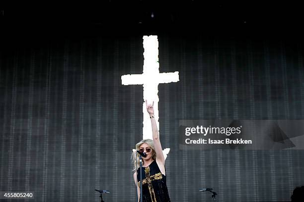 Actress/singer Taylor Momsen of The Pretty Reckless performs onstage during the 2014 iHeartRadio Music Festival Village on September 20, 2014 in Las...