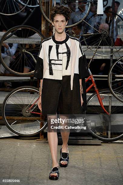 Model walks the runway at the Antonio Marras Spring Summer 2015 fashion show during Milan Fashion Week on September 20, 2014 in Milan, Italy.