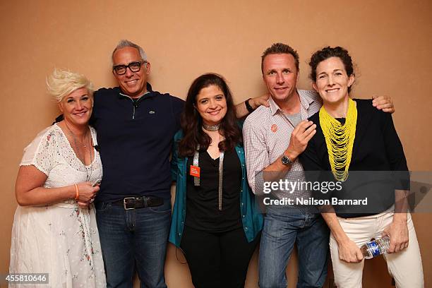 Anne Burrell, Geoffrey Zakarian, Alex Guarnaschlli, Marc Murphy pose with Editor-in-Chief of Food Network Magazine Maile Carpenter at Food Network In...