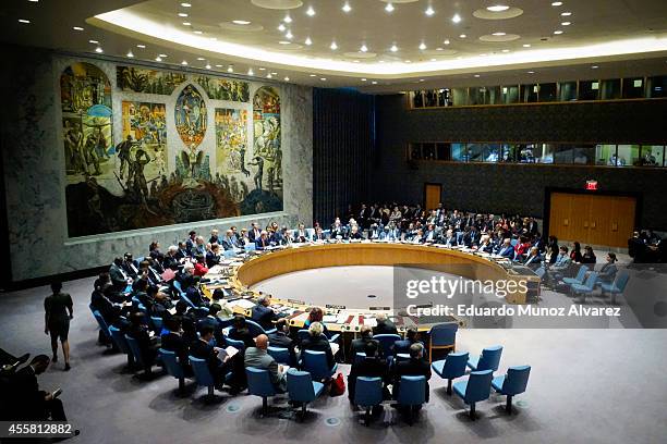 Members of the United Nations Security Council hold a meeting on the situation concerning Iraq on September 19, 2014 at UN headquarters in New York...