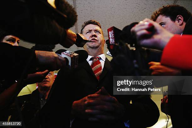 Labour Party Leader David Cunliffe speaks to the media on September 21, 2014 in Auckland, New Zealand. Last night, National Party leader John Key was...