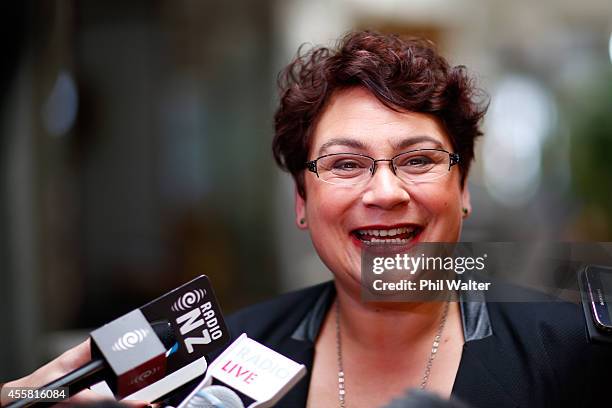 Greens co-leader Metiria Turei speaks to media at St Kevins Arcade on September 21, 2014 in Auckland, New Zealand. Last night, National Party leader...