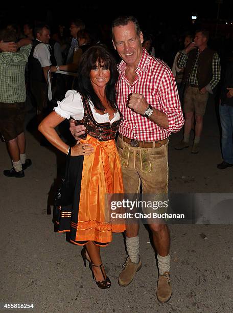 Henry Maske and wife Manuela Maske sighted during Oktoberfest at Theresienwiese on September 20, 2014 in Munich, Germany.