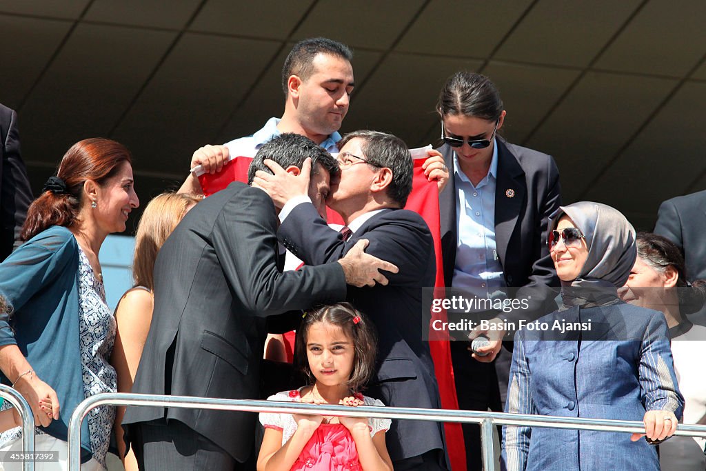 The Turkish Prime Minister Ahmet Davutolu with the...