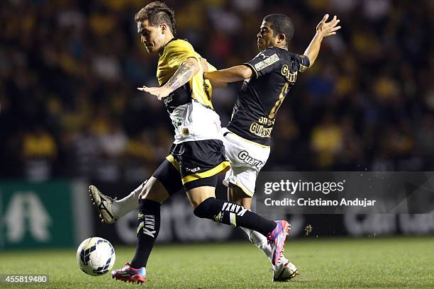 Silvinho of Criciuma fight for the ball with Junior Cesar of Botafogo during a match between Criciuma and Botafogo as part of Campeonato Brasileiro...