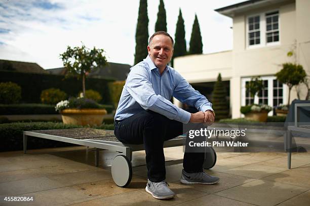 Newly elected Prime Minister John Key poses for a portrait at his home on September 21, 2014 in Auckland, New Zealand. Last night, National Party...