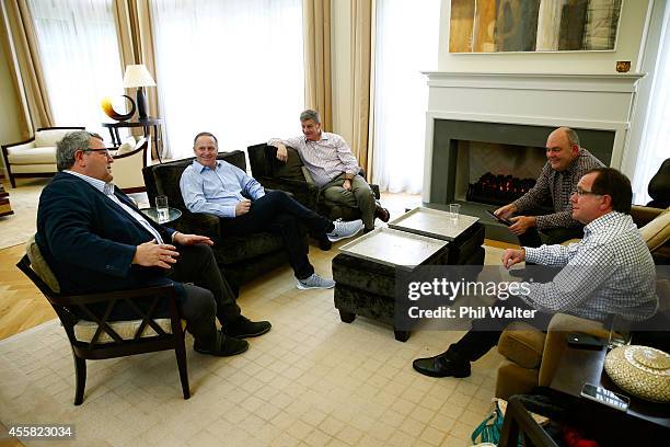 Cabinet Minister Gerry Brownlee, Newly elected Prime Minister John Key, Deputy Prime Minister Bill English, Cabinet Minister Steven Joyce and Cabinet...