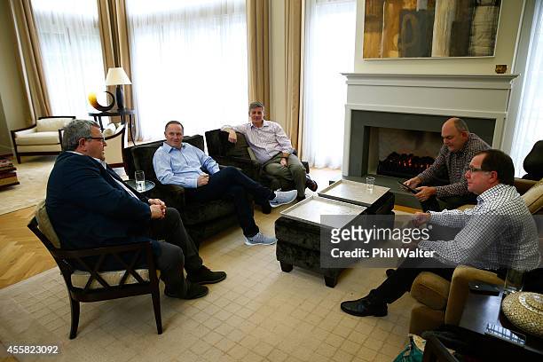 Cabinet Minister Gerry Brownlee, Newly elected Prime Minister John Key, Deputy Prime Minister Bill English, Cabinet Minister Steven Joyce and Cabinet...