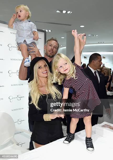 Ace Knute Johnson, Eric Johnson,Jessica Simpson wearing Jessica Simpson Collection and Maxwell Drew Johnson wearing Jessica Simpson Girls attend...