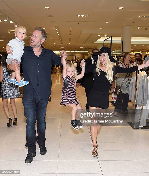 Ace Knute Johnson, Eric Johnson,Jessica Simpson wearing Jessica Simpson Collection and Maxwell Drew Johnson wearing Jessica Simpson Girls attend...