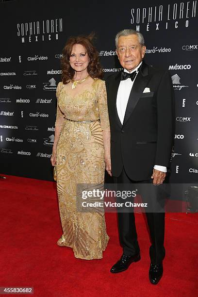 Miguel Alemán Velasco and Christianne Magnani attend the Sophia Loren's 80th birthday dinner at Museo Soumaya on September 20, 2014 in Mexico City,...