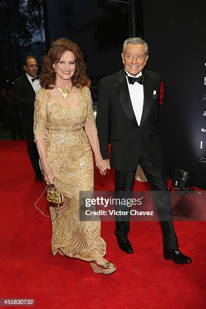 Miguel Alemán Velasco and Christianne Magnani attend the Sophia Loren's 80th birthday dinner at Museo Soumaya on September 20, 2014 in Mexico City,...