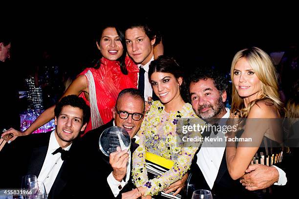 Bianca Brandolini d'Adda and Heidi Klum attend the amfAR Milano 2014 - Gala Dinner and Auction as part of Milan Fashion Week Womenswear Spring/Summer...