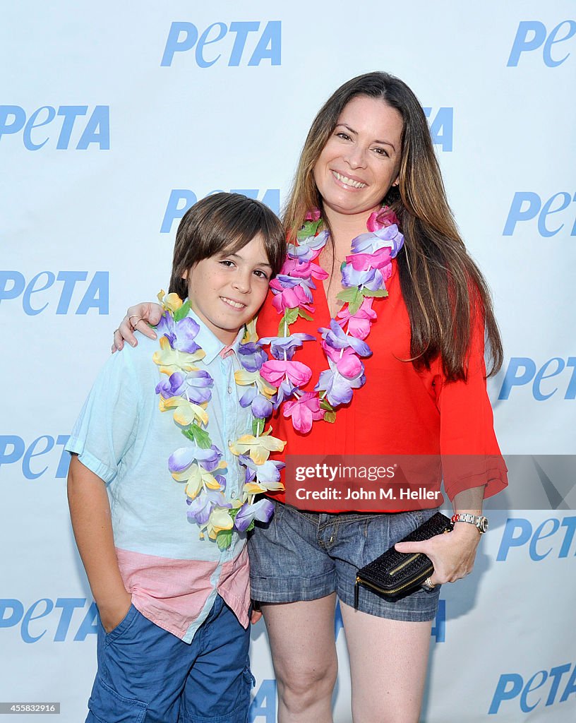 Finley Donoho and actress Holly Marie Combs attend PETA's Vegan Luau