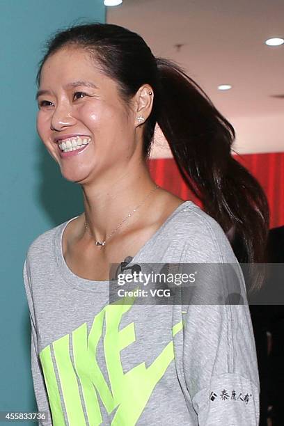 Tennis player Li Na of China attends press conference after announcing her retirement on September 21, 2014 in Beijing, China. The 32-year old...