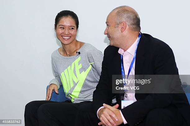 Tennis player Li Na of China attends press conference after announcing her retirement on September 21, 2014 in Beijing, China. The 32-year old...