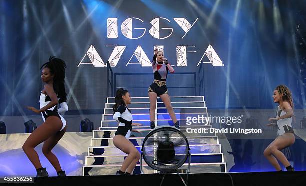 Singer Iggy Azalea performs on stage at the 2014 iHeartRadio Music Festival Village on September 20, 2014 in Las Vegas, Nevada.