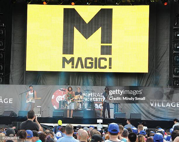 Mark Pellizer, Nasari, Alex Tanas and Ben Spivak perform at the village at the iHeart Radio Music Festival at MGM Grand Garden Arena on September 20,...