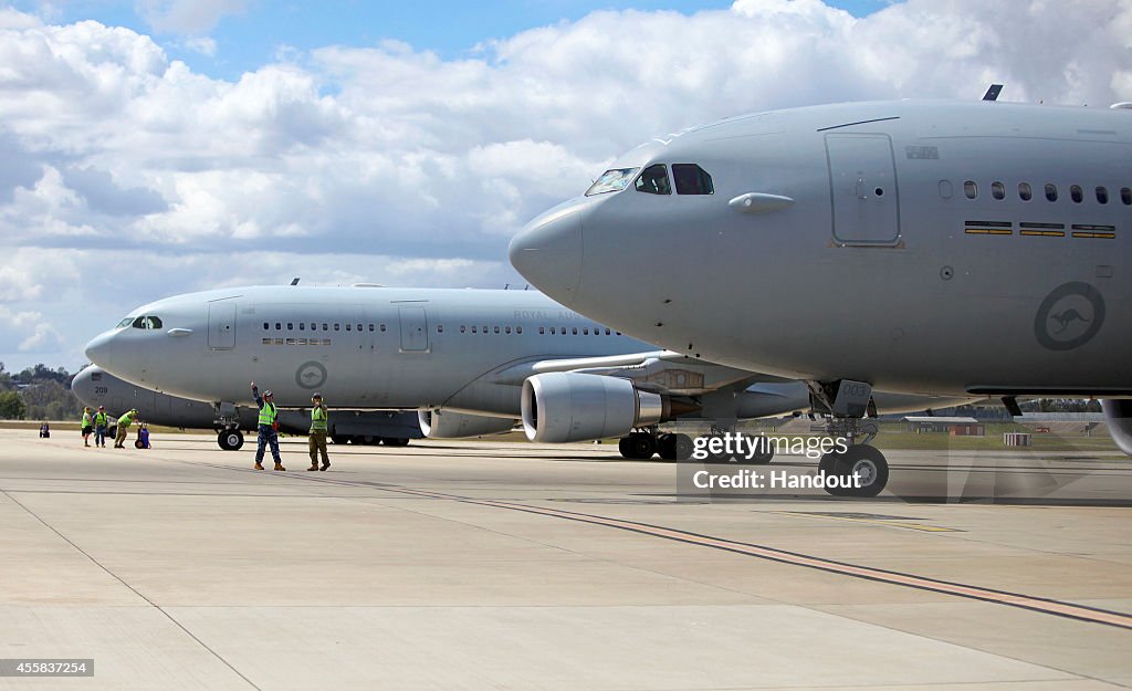 Air Force Aircraft & Personnel Depart For The Middle East