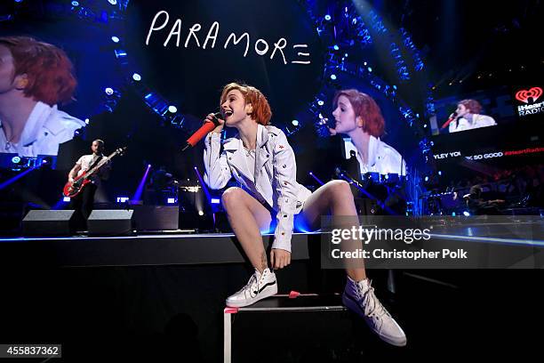 Singer Hayley Williams of Paramore performs onstage during the 2014 iHeartRadio Music Festival at the MGM Grand Garden Arena on September 20, 2014 in...