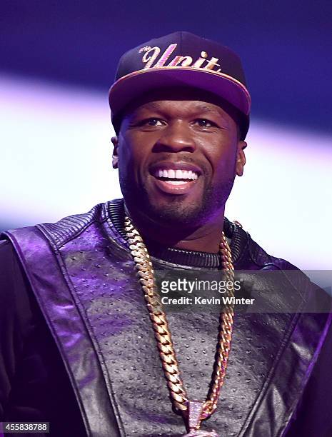 Recording artist Curtis '50 Cent' Jackson of the music group G-Unit performs onstage during the 2014 iHeartRadio Music Festival at the MGM Grand...
