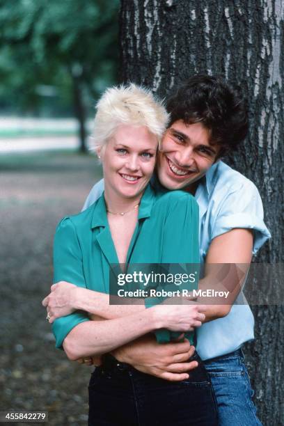 Portrait of American actress Melanie Griffith and her husband, Cuban-American fellow actor Steven Bauer, New York, New York, 1984.