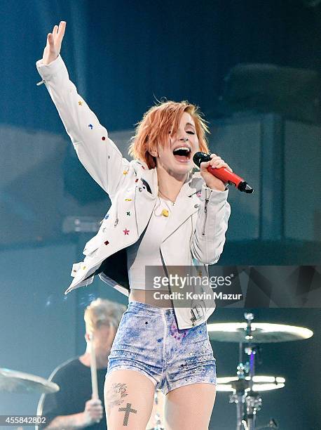 Recording artist Hayley Williams of the music group Paramore performs onstage during the 2014 iHeartRadio Music Festival at the MGM Grand Garden...