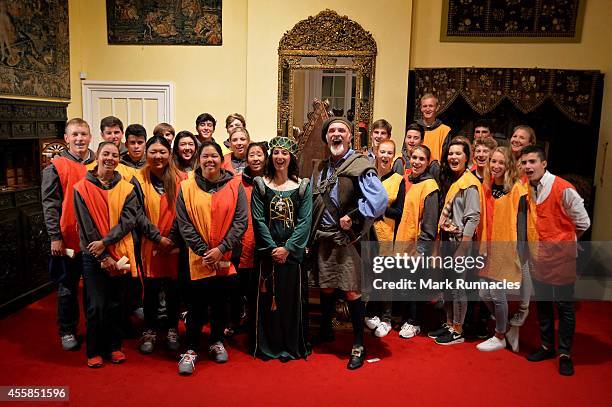 Team Europe & Team USA during a mock Coronation Ceremony as part of a visit to Scone Palace during the 2014 Junior Ryder Cup - Previews on September...