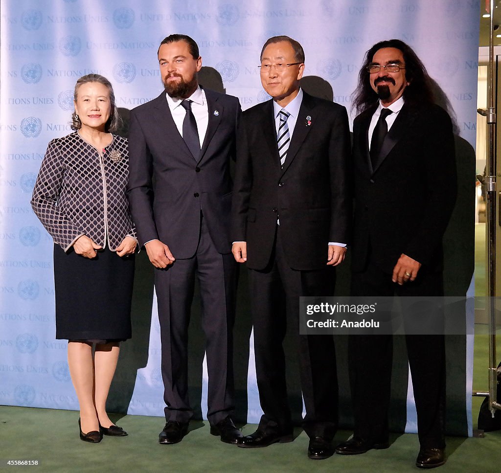 Ban Ki Moon welcomes Leonardo DiCaprio as new UN Messenger of Peace ahead of climate march