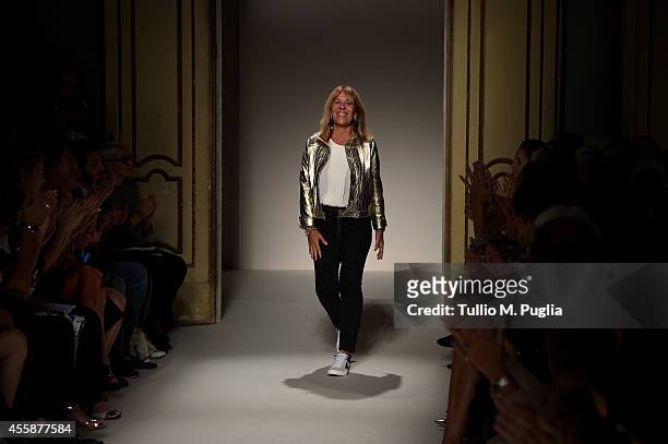 Simonetta Ravizza walks the runway after the Simonetta Ravizza show as a part of the Milan Fashion Week Womenswear Spring/Summer 2015 on September...