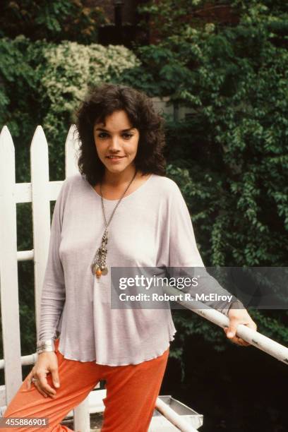 Portrait of American actress Brooke Adams as she poses at home, New York, New York, 1987.