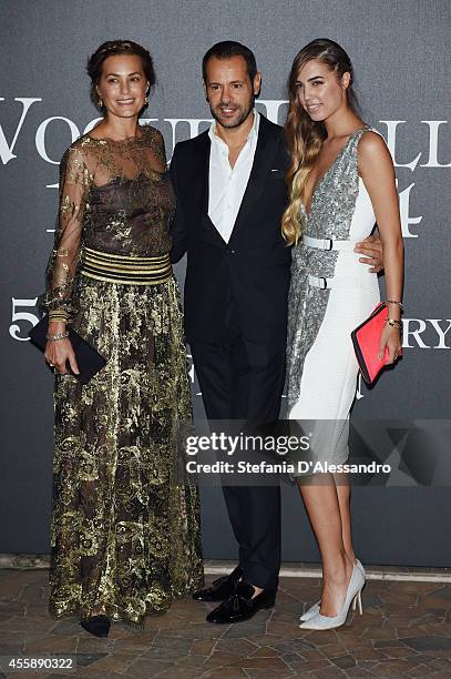 Jasmine Le Bon, Massimiliano Giornetti and Amber le Bon attend Vogue Italia 50th Anniversary Event on September 21, 2014 in Milan, Italy.