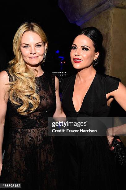 Actors Jennifer Morrison and Lana Parrilla attend the Screening Of ABC's "Once Upon A Time" Season 4 after Party at the Roosevelt Hotel on September...