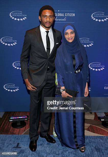 Nnamdi Asomugha and Doctor Hayat Sindi attend the 8th Annual Clinton Global Citizen Awards at Sheraton Times Square on September 21, 2014 in New York...