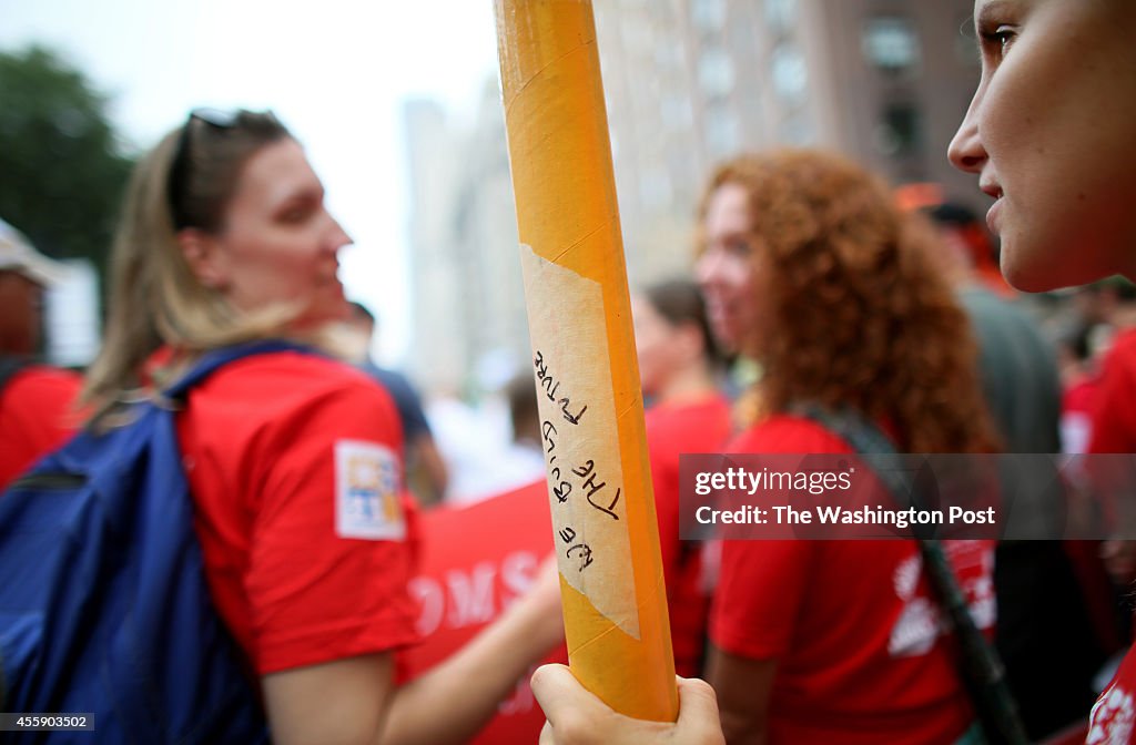MANHATTAN, NY - SEPTEMBER 21: An activist from the Moms Clean A