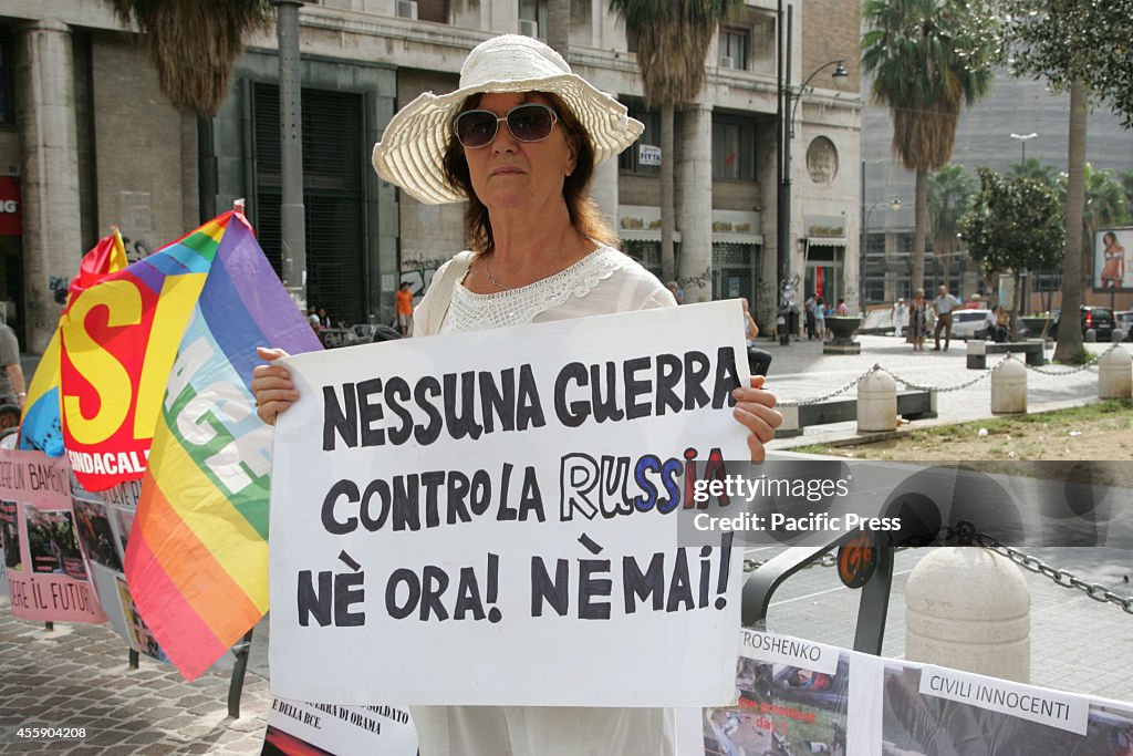 Protesters from Campania and Naples bring banners and...