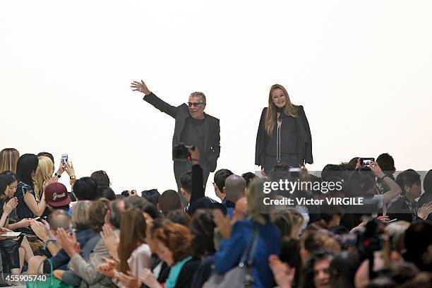 Designers Roberto Cavalli and Eva Cavalli walk the runway during the Roberto Cavalli Ready to Wear show as a part of Milan Fashion Week Womenswear...