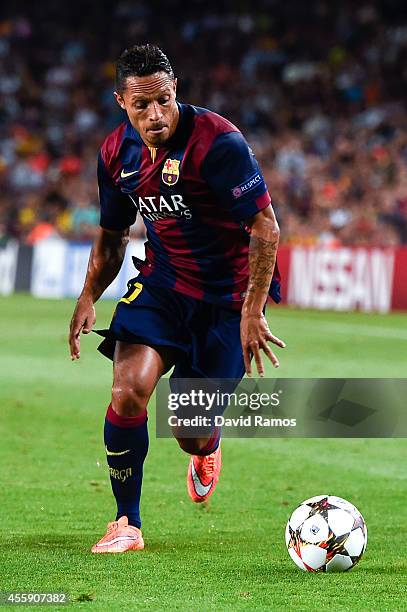Adriano Correia of FC Barcelona during the UEFA Champions League Group F match between FC Barcelona and APOEL FC at the Camp Nou Stadium on September...