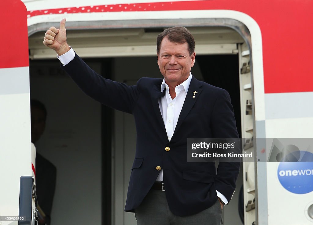 USA Team Arrival At Edinburgh Airport - 2014 Ryder Cup