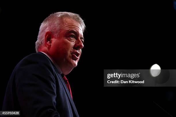 Welsh First Minister Carwyn Jones delivers a speech to delegates on day two of the Labour party Conference on September 22, 2014 in Manchester,...